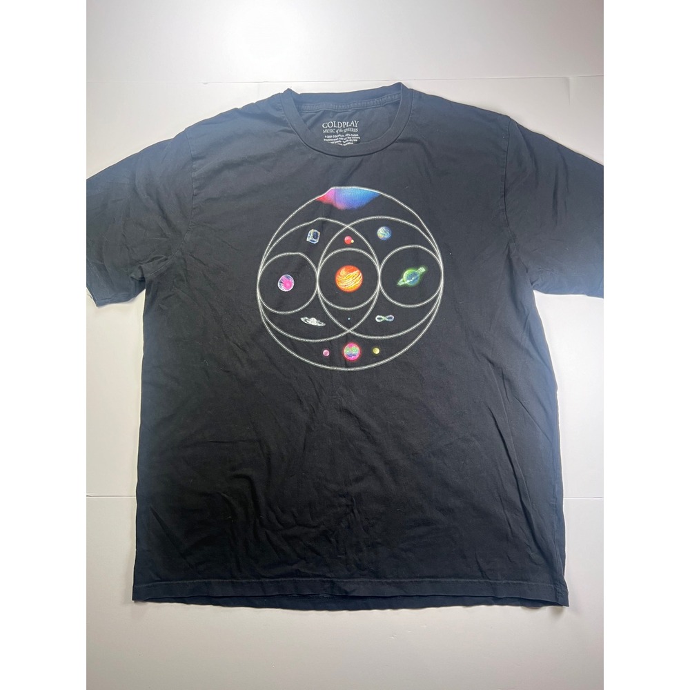 Coldplay Music of the Spheres T-Shirt Mens 2X Black Celestial Graphic Tour Tee